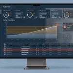 Compliance dashboard showing AI-generated player risk scores and a flagged account alert