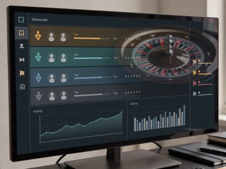 Analytics dashboard showing casino player tiers and activity alerts